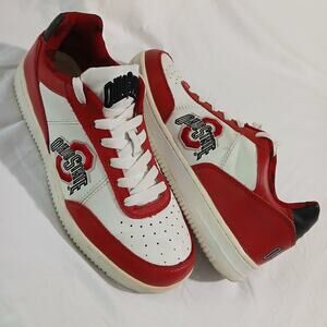 The Ohio State Men's 9 White Leather Red Contrast Low Ankle Sneaker AMAZING Sole